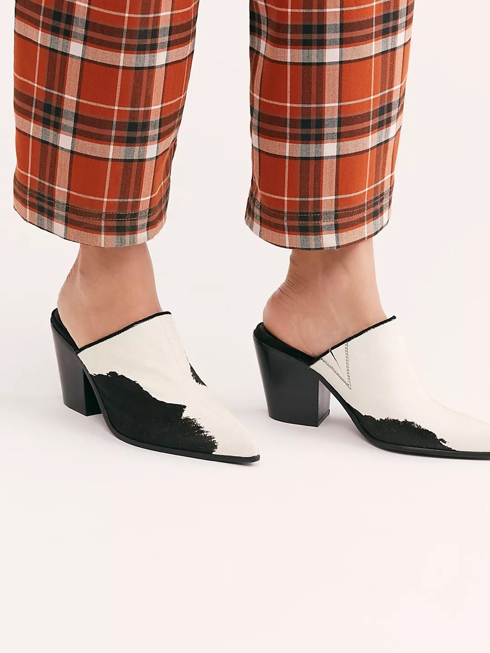 Jeffrey Campbell Heartbreaker Black & White Pointy Cow-Print/Pony-Hair Mules NWT
